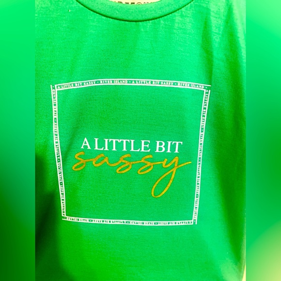 Three Sixty Baby Girls Green 'A Little Bit Sassy' Print Flutter Sleeve T-Shirt - Picture 3 of 4